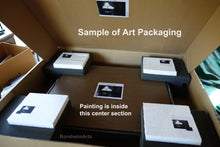 將圖片載入圖庫檢視器 Photo showing art shipping box with foam protection on corners of the box within a box for secure art shipping