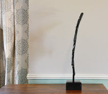 Load image into Gallery viewer, The thin side view of the bird profile in flight bronze sculpture.  Granite block of a base.  
