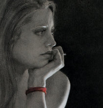 Laden Sie das Bild in den Galerie-Viewer, z SOLD ~ Nightwatch Seated Nude Woman Sideways Thinking Woman Charcoal Drawing