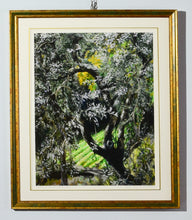 將圖片載入圖庫檢視器 Fine art print of a portrait of an olive tree in Tuscany is framed with white mat, thin gold outline in the mat, and the frame is gold with a green inner section.  Lovely and bright.