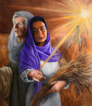 將圖片載入圖庫檢視器 Story of Ruth and Naomi of the Bible, great grandmother of David the slayer of Goliath, print of oil painting