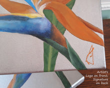 Load image into Gallery viewer, Painting detail in lower corner to show the artist Kelly Borsheim&#39;s logo on the front of the canvas.  On the back of the canvas, the artist has put her signature, date, and title of the artwork.
