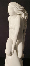 將圖片載入圖庫檢視器 White marble sculpture of a nude woman's figure with flowing hair on a dark background
