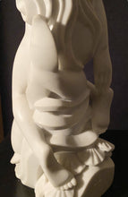 將圖片載入圖庫檢視器 White marble sculpture of a female figure straddling a dolphin on a dark background
