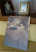 Load image into Gallery viewer, print on wood of the painting Tuscan Table by artist Kelly Borsheim, size 20 x 15 inches