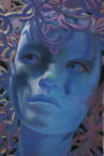 將圖片載入圖庫檢視器 detail of the blue face of the angel with some navy blue and purple curles as her hair