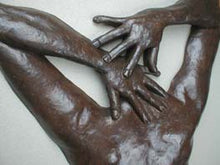 將圖片載入圖庫檢視器 Detail of hands Ten ~ Large Bronze Wall Hanging Female Back Bas-Relief Sculpture