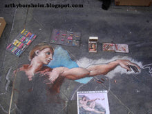 將圖片載入圖庫檢視器 Kelly Borsheim recreates Adam in Michelanglo's most famous fresco on the Sistine Chapel. Buy the book "My Life as a Street Painter in Florence, Italy" to learn more.