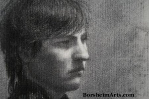 Detail Head Fellow Art Student Anthony Charcoal Drawing Portrait of Young Man