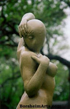 Laden Sie das Bild in den Galerie-Viewer, Close Up of Face Gemini Bronze Garden Sculpture Voluptuous Abstract Figure Statue with Two Faces