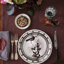 Load image into Gallery viewer, Table setting with the rustic design Dragana Adamov Collection Plate Bird on Hand designer plates custom made, hand drawn
