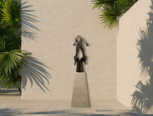 Load image into Gallery viewer, Against the Dying of the Light - Rage Rage bronze sculpture in outdoor patio location as focal point statement art
