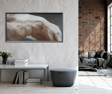 Load image into Gallery viewer, Stunning room enhancement in this grey and red brick loft apartment is this painting of a reclining nude female torso, Arch. 24 x 48 inches
