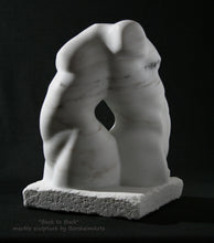 Load image into Gallery viewer, Male and Female Torsos Stone Carving Back to Back Contemporary Art, Great wedding or anniversary gift, indoor or outdoor display for this marble carving artwork