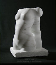 Load image into Gallery viewer, Enjoy the soft curves in this marble figure sculpture as the light shows off the shape of the female torso, roamantic art at its best.  fine art marble carving by Kelly Borsheim
