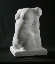 Load image into Gallery viewer, Enjoy the soft curves in this marble figure sculpture as the light shows off the shape of the female torso, roamantic art at its best.  fine art marble carving by Kelly Borsheim