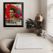 將圖片載入圖庫檢視器 Man in information overload, thinking of going Back to Nature, oil painting to remind a computer user to take a break, home office.  Man surrounded by digital age references, while hummingbirds and butterflies swirl around his dazed head.