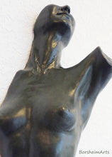 Load image into Gallery viewer, Detail image of the breasts and neck and lower face of the torso composition that is mounted on a wall.
