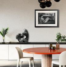 將圖片載入圖庫檢視器 Nude in the dining room? Why not? This drawing of a seated Sicilian beauty looks great as an accent to a dining room and social area.