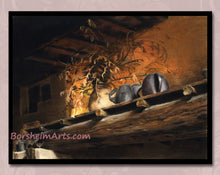 Carica l'immagine nel visualizzatore di Gallery, Pastel painting of Tuscan hearth near Florence looks great with a simple black frame.  Spacers separate the pastel artwork on paper from the non-reflective glass eliminates the need for a mat.  Art by Kelly Borsheim