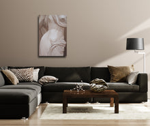 Load image into Gallery viewer, This monochromatic sepia painting in light neutral tones lightens up an otherwise dark living room 

