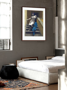 Sample of art in bedroom Le Scale dell'Eros [The Stairs of Love] Woman and Blue Panther Laws of Attraction - ORIGINAL Pastel Art