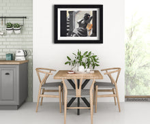 將圖片載入圖庫檢視器 Inspiring dining room art  original art or fine art prints on "Spotted" Leopard with Woman illustration print Spotted big cat large wall art charcoal pastel drawing safari animal empowered women gift room decor