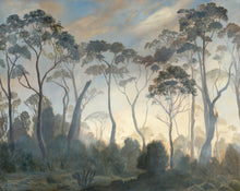 Load image into Gallery viewer, The original painting Tasmania in the Clouds is an Australian landscape painting of trees in fog and mist available here as prints on metal and so much more.