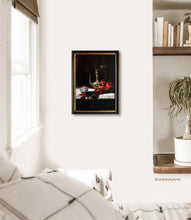 Carica l'immagine nel visualizzatore di Gallery, The approximate size 20 x 14 inch oil painting on wood shown here in a bedroom