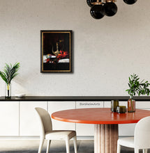 Carica l'immagine nel visualizzatore di Gallery, Turkish Light is a lovely classical still life painting to grace this dining room with orange and black decor.