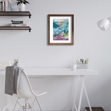 Load image into Gallery viewer, Another home office scene with Tuscan Road in Shadows Pastel Art placing color into this neutral room decor.
