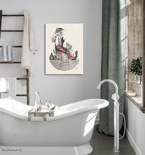 Carica l'immagine nel visualizzatore di Gallery, Great waves for your bathroom decor art!  Example of a print of "Venice Shoe" on metal.  No frame needed.  Italy inspired artwork illustration by Dragana Adamov
