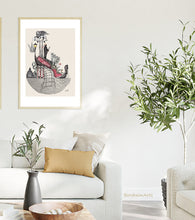 Carica l'immagine nel visualizzatore di Gallery, Add a work of eclectic art and design Venice Shoe, a fantasy shoe as a gondola.  This drawing is full of symbols of Venezia and adds a special look to this Italian style living room decor.