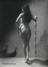 Cargar imagen en el visor de la galería, Memories of Venice Nude Woman Model Italy Classic Charcoal Drawing from Live Model Italy
