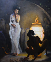 Laden Sie das Bild in den Galerie-Viewer, Curiosity of Pandora - Painting of God Hermes and the Box Greek Mythology