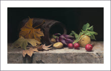 將圖片載入圖庫檢視器 "Artichoke, Radishes, Potatoes, and Leaves" Print on Fine Art Paper with white border for easier framing. Art by artist Kelly Borsheim