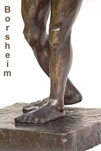 將圖片載入圖庫檢視器 Detail feet Reginald Walking Man Bronze Statue African American Sculpture Black Patina Standing Figure Art