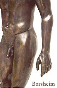 Detail hand and torso Reginald Walking Man Bronze Statue African American Sculpture Black Patina Standing Figure Art