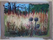 Cargar imagen en el visor de la galería, Original art on sanded paper Grasses of Santa Margherita Ligure II Ligurian Landscape Painting Blue Pastel Painting Hiking Ligurian Coast near Portofino Italy
