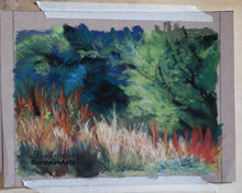 Load image into Gallery viewer, Pastel landscape painting for sale Grasses of Santa Margherita Ligure I Ligurian Landscape Painting Blue Pastel Painting Hiking Ligurian Coast near Portofino Italy