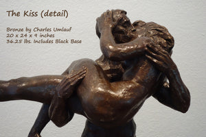Detail of Charles Umlauf Bronze Sculpture The Kiss Embracing Couple Art Passionate Kisses Smooches