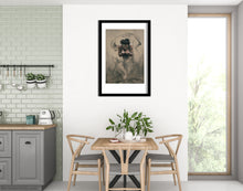 Laden Sie das Bild in den Galerie-Viewer, Dining Room art example:  Face and Hands Dono The Gift Man Genie Holding out Hands to Give with Smoke around Capoeira Movement Drawing