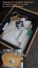 Load image into Gallery viewer, Fish Lips green marble stone carving weighs 59 pounds.  Thus, she is well packaged inside of a wooden crate.  Shipping is free, but you are responsible for any customs taxes or fees.