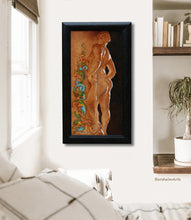 Laden Sie das Bild in den Galerie-Viewer, Florentia classical painting of allegory female nude statue in the Palazzo Pitti with Florentine calligraphy fine art figurative oil painting framed in a bedroom mockup.  Frame included