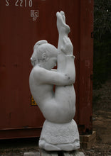 Load image into Gallery viewer, Garden Statue Gymnast Pike Position on Four Headed Turtle Fantasy Figure Statue Marble