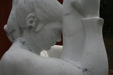 Load image into Gallery viewer, Detail of Face Gymnast Pike Position on Four Headed Turtle Fantasy Figure Statue Marble