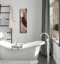 Cargar imagen en el visor de la galería, Also sold individually here the female torso tall narrow painting "Lei" is shown in an elegant bathroom