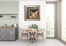 Carica l'immagine nel visualizzatore di Gallery, Dining room art with a small touch of green in the antique doll's shorts.