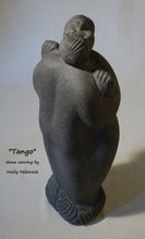 將圖片載入圖庫檢視器 Tango a 2-foot tall stone carving in Alaskan marble of a closely dancing couple.  As he embraces her, she nibbles on his ear.  The figures are modern, abstracted or better, designed with minalist features and intertwined fingers.  A romantic sculpture, carved by Ukrainian-American artist and sculptor Vasily Fedorouk.  Vertical, standing figures.