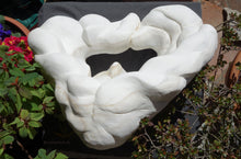 Load image into Gallery viewer, Top view, bird's eye view of Serenity marble sculpture.  Note the hole in the center base of the sculpture, and the triangle shape of the marble art
